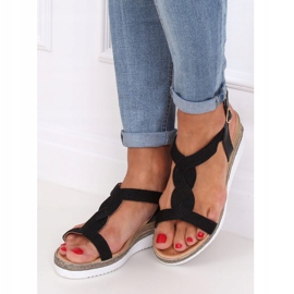 Negro Sandalias con cuña negra L6629 Negro 2