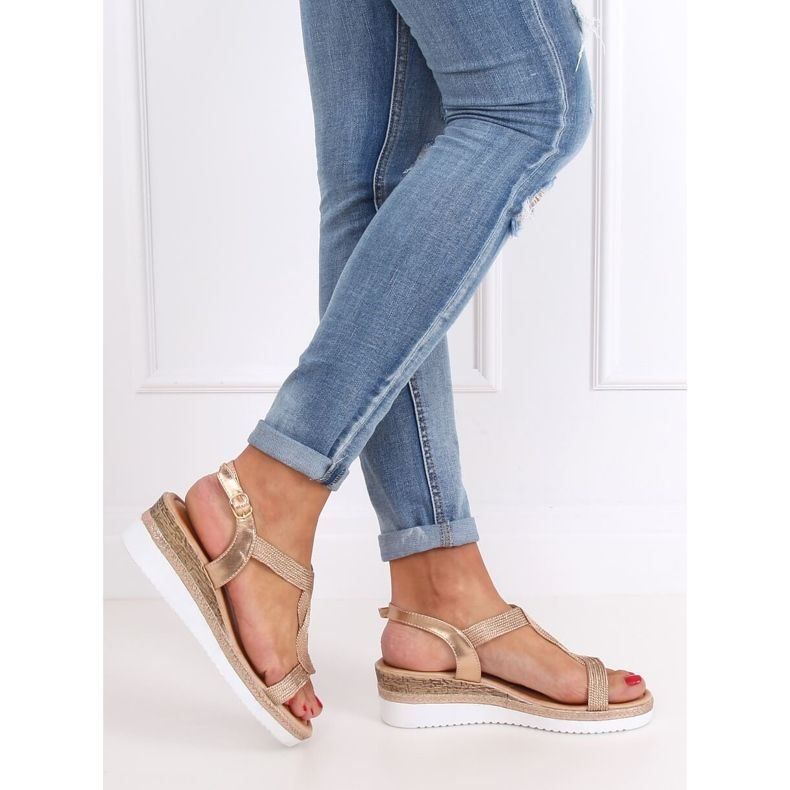 Sandalias de cuña Champagne L6629 Champagne rosa 2