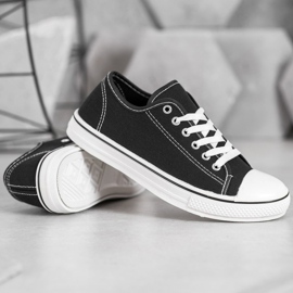 SHELOVET Zapatillas clásicas atadas negro 2