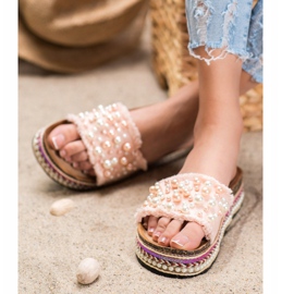 Small Swan Zapatillas En La Plataforma Con Perlas rosa 1