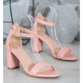 Small Swan Sandalias de tacón con estilo rosado 4