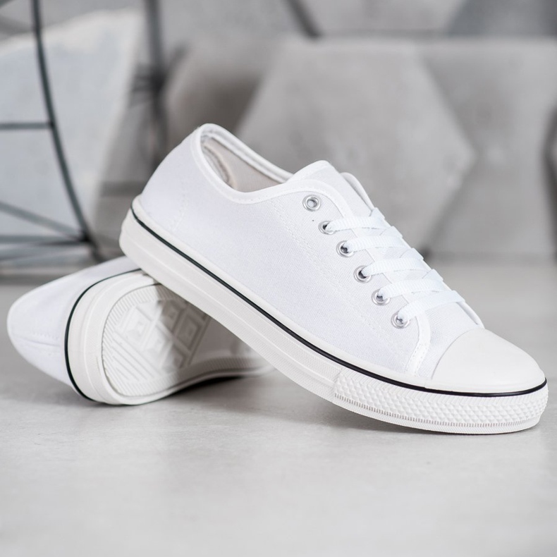 SHELOVET Zapatillas clásicas atadas blanco 1