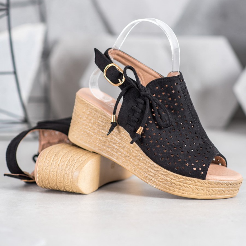 Small Swan Cómodas sandalias caladas negro 1