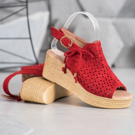 Small Swan Cómodas sandalias caladas rojo 4