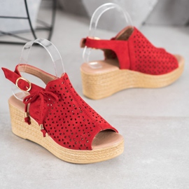 Small Swan Cómodas sandalias caladas rojo 3