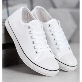 SHELOVET Zapatillas clásicas atadas blanco 1