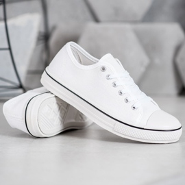 SHELOVET Zapatillas clásicas atadas blanco 2