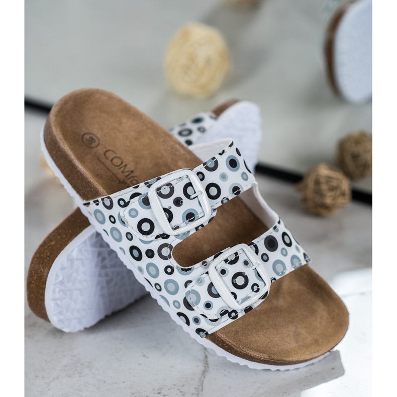 SHELOVET Cómodas pantuflas estampadas blanco negro gris 1