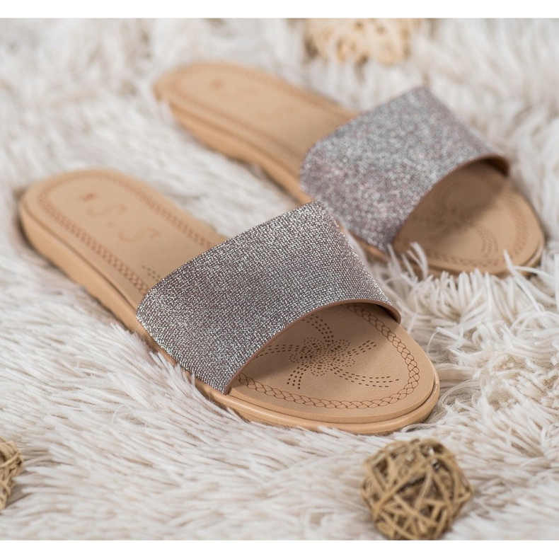 Small Swan Pantuflas Con Brillo multicolor gris amarillo 1