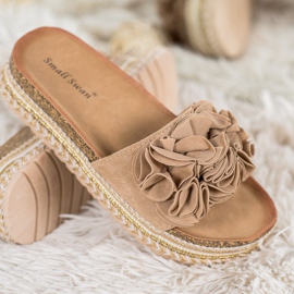 Small Swan Zapatillas de ante con adornos marrón 3