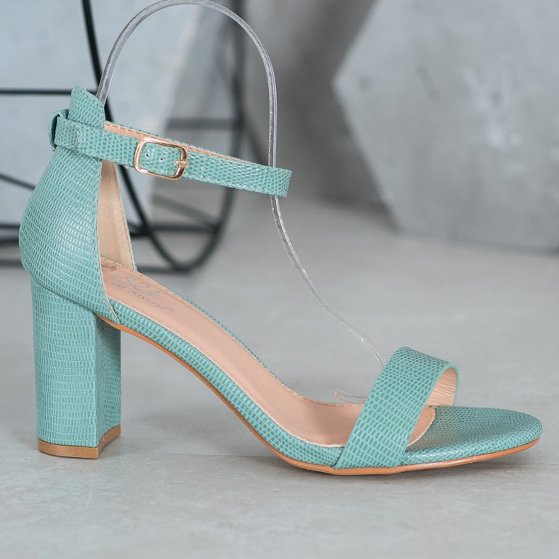 Small Swan Sandalias de tacón con estilo verde 2 Small Swan Sandalias de tacón con estilo verde 2