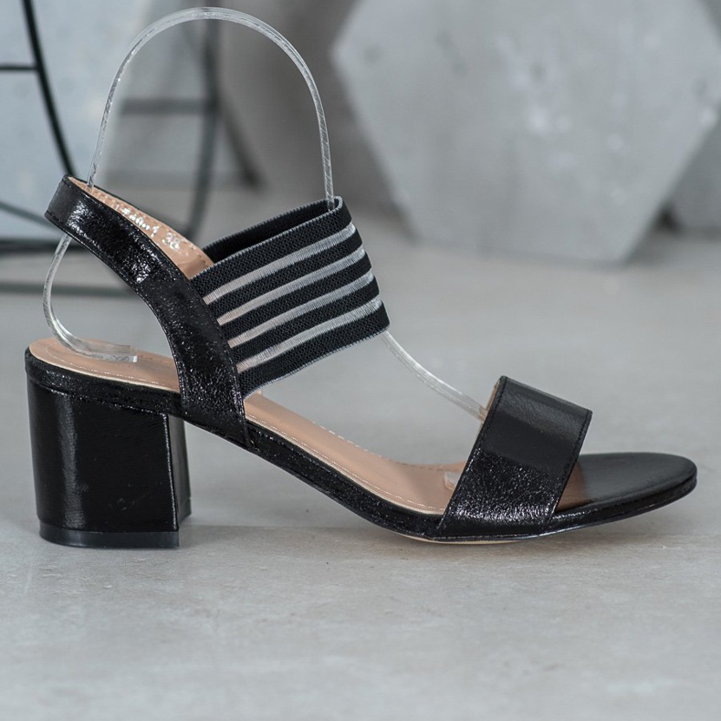 Small Swan Sandalias brillantes sin cordones negro 2