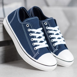 SHELOVET Zapatillas clásicas atadas azul marino 1