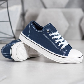 SHELOVET Zapatillas clásicas atadas azul marino 2