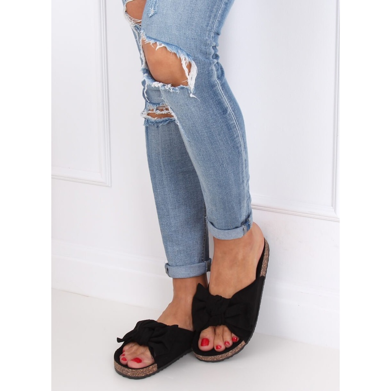 Negro 10-218 Pantuflas con suela de corcho negro 1 Negro 10-218 Pantuflas con suela de corcho negro 1