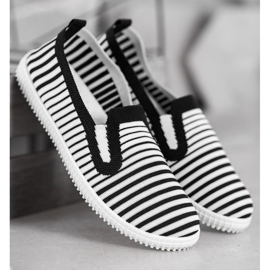 SHELOVET Zapatillas slip-on a rayas blanco negro 2