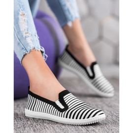 SHELOVET Zapatillas slip-on a rayas blanco negro 3