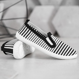 SHELOVET Zapatillas slip-on a rayas blanco negro 1