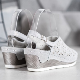Filippo Sandalias de piel con purpurina gris 3