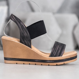 Sea Elves Sandalias de cuña con estilo negro 2