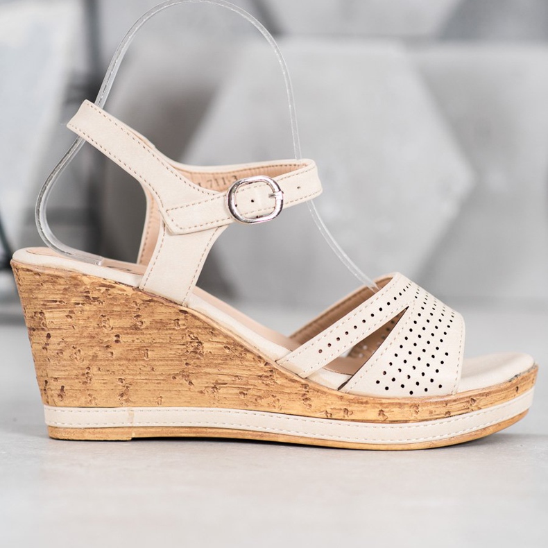 GOLL Sandalias de cuña con cuero ecológico marrón 1