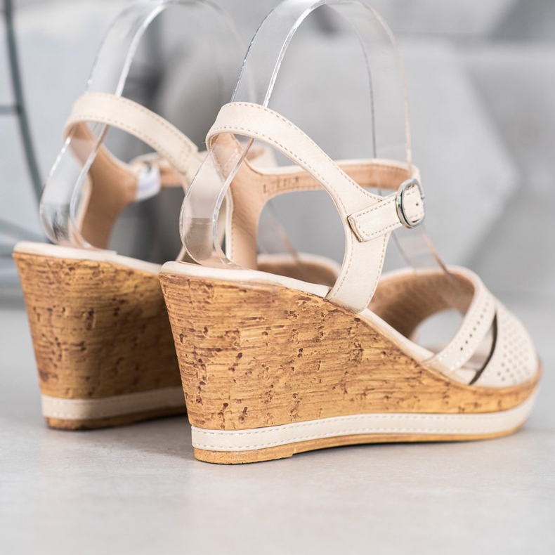 GOLL Sandalias de cuña con cuero ecológico marrón 2