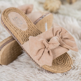 Small Swan Zapatillas de moda con un lazo marrón 3