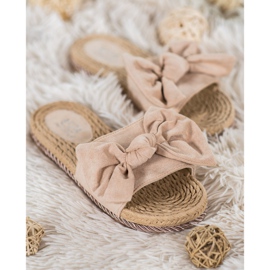 Small Swan Zapatillas de moda con un lazo marrón 1