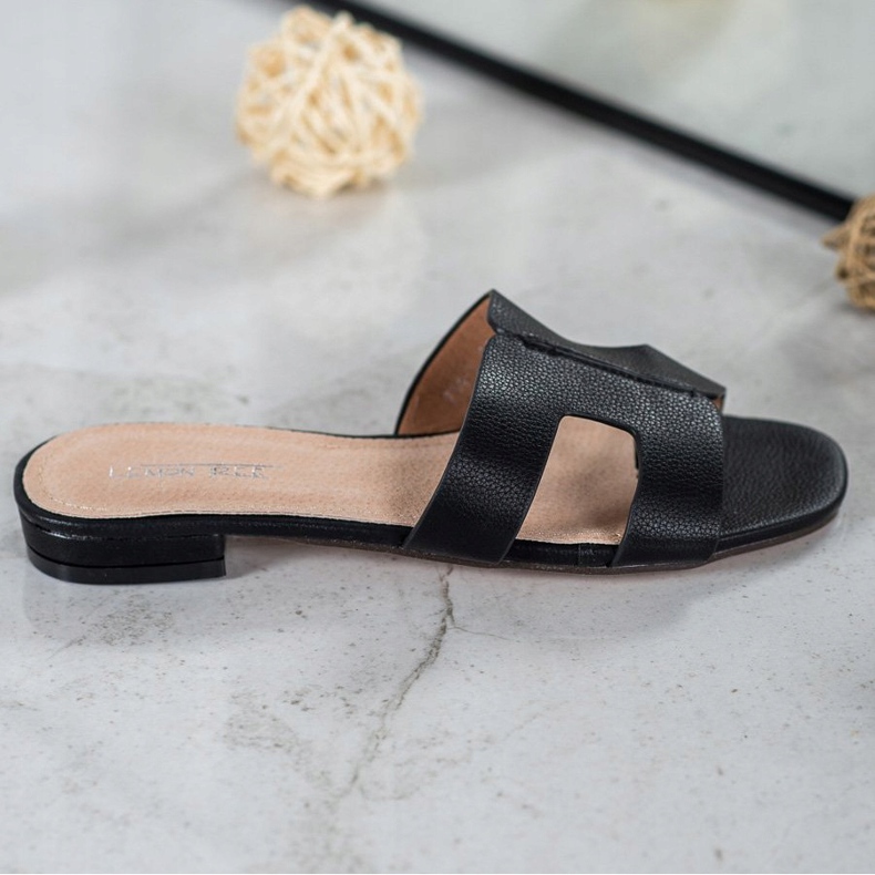 SHELOVET Pantuflas Clásicas de Piel Ecológica negro 2