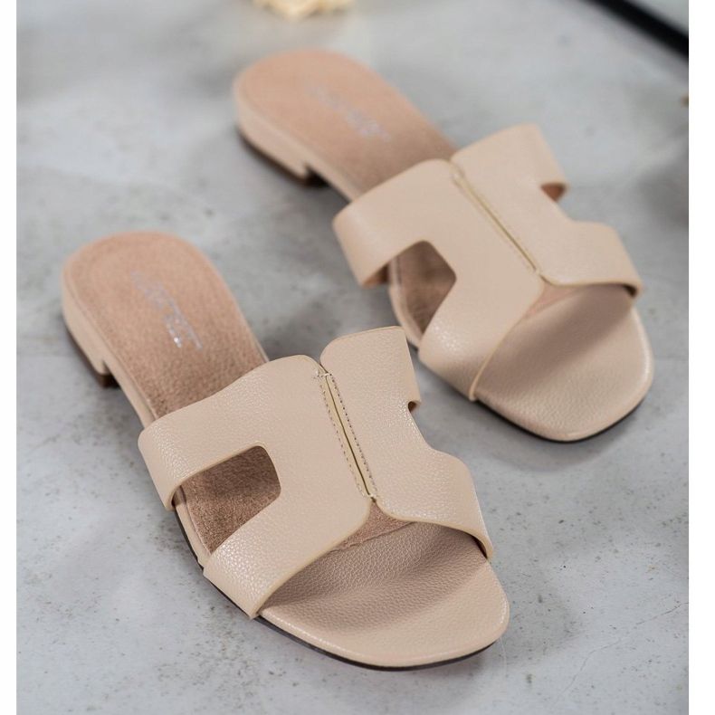 SHELOVET Pantuflas Clásicas de Piel Ecológica marrón 1