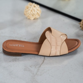 SHELOVET Pantuflas Elegantes de Piel Ecológica beige 2