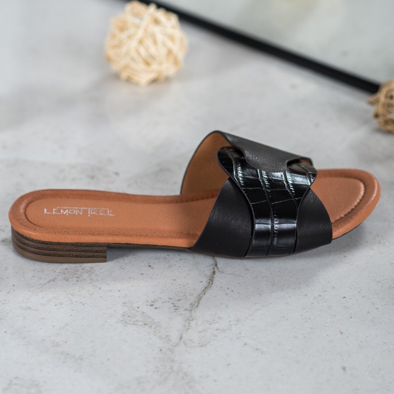 SHELOVET Pantuflas Elegantes de Piel Ecológica negro 2