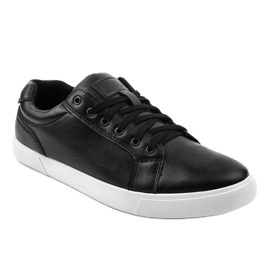 Zapatillas de hombre negras de cuero ecológico D83701 negro 1 Zapatillas de hombre negras de cuero ecológico D83701 negro 1