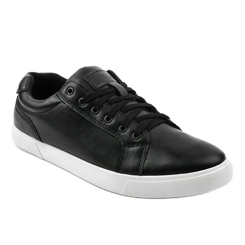Zapatillas de hombre negras de cuero ecológico D83701 negro 1 Zapatillas de hombre negras de cuero ecológico D83701 negro 1