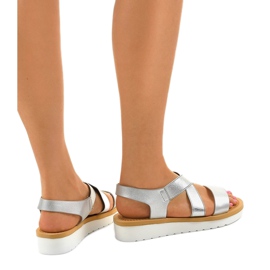 Sandalias plateadas sin cordones para mujer S803 gris 3