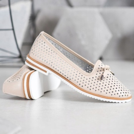 SHELOVET Zapatos de cuero con patrón calado marrón 2