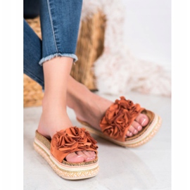 Small Swan Zapatillas de ante con adornos multicolor naranja 3