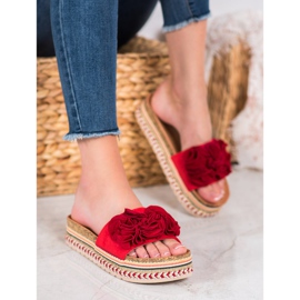 Small Swan Zapatillas de ante con adornos rojo 4
