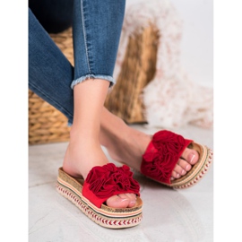 Small Swan Zapatillas de ante con adornos rojo 5