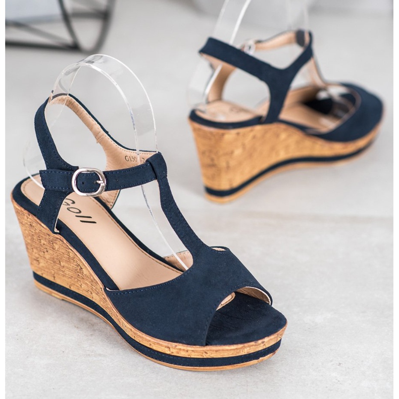 GOLL Cuñas de gamuza azul 1