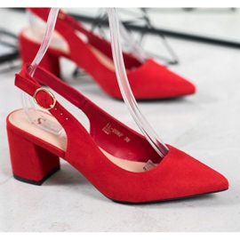 Seastar Zapatos de tacón con tacón descubierto rojo 2