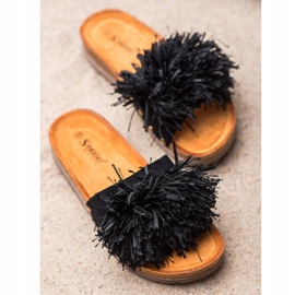 Seastar Pantuflas Negras Con Flecos negro 1