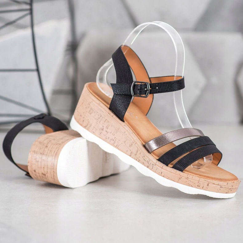 Weide Sandalias de cuña negras negro 1 Weide Sandalias de cuña negras negro 1