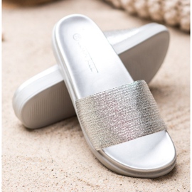 SHELOVET Pantuflas Clásicas Plateadas gris 3
