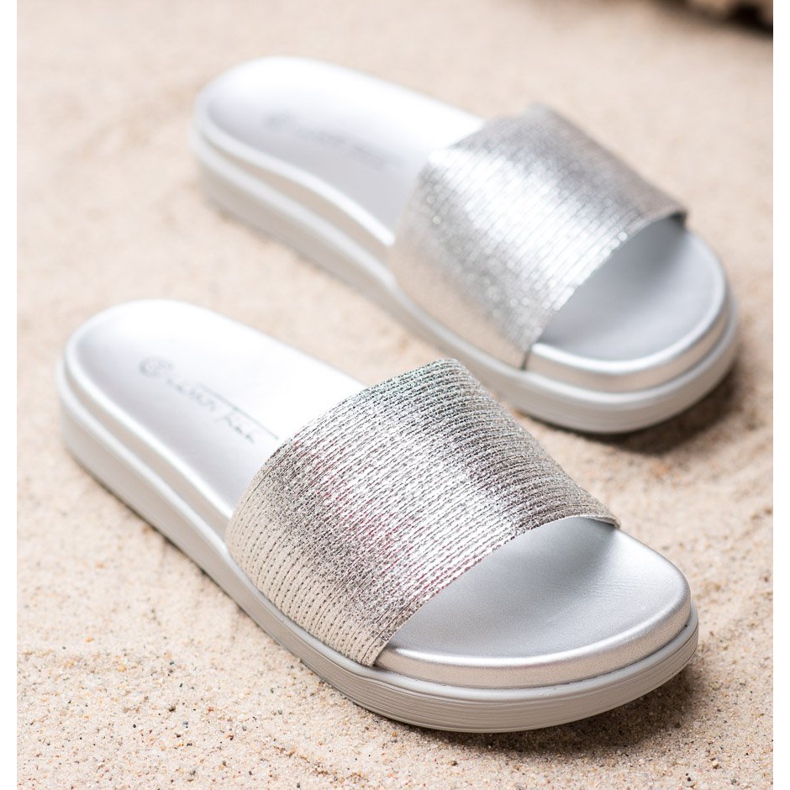 SHELOVET Pantuflas Clásicas Plateadas gris 2