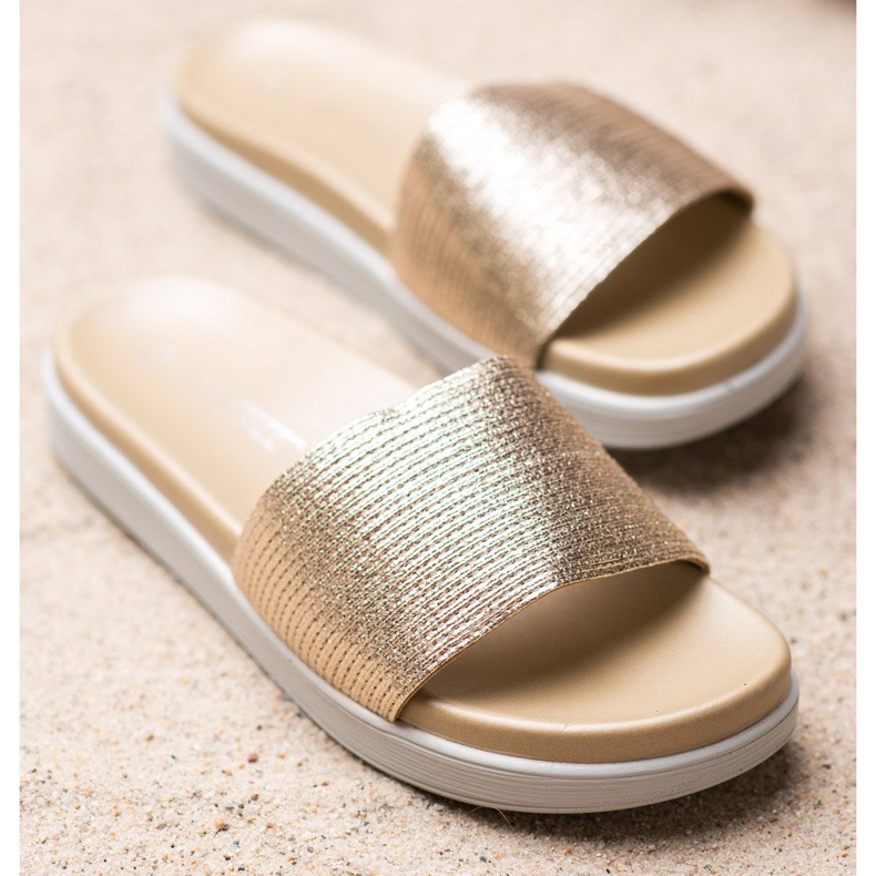 SHELOVET Pantuflas doradas clásicas dorado 1