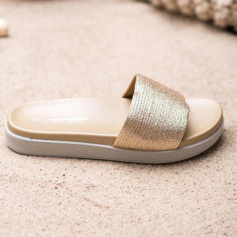 SHELOVET Pantuflas doradas clásicas dorado 2