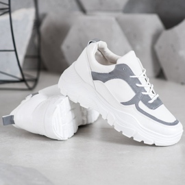 SHELOVET Zapatillas de deporte con cordones de moda blanco 2