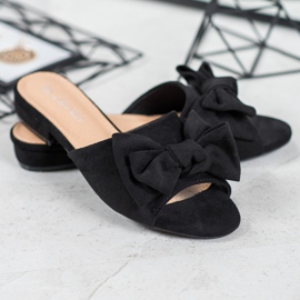 SHELOVET Zapatillas negras de tacón plano negro 1
