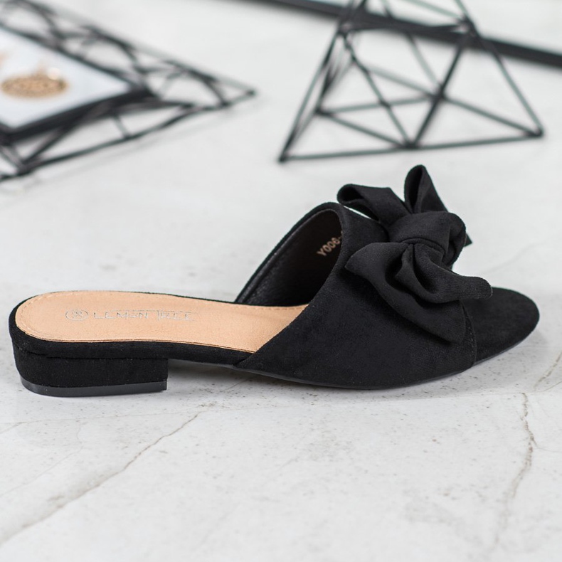 SHELOVET Zapatillas negras de tacón plano negro 2